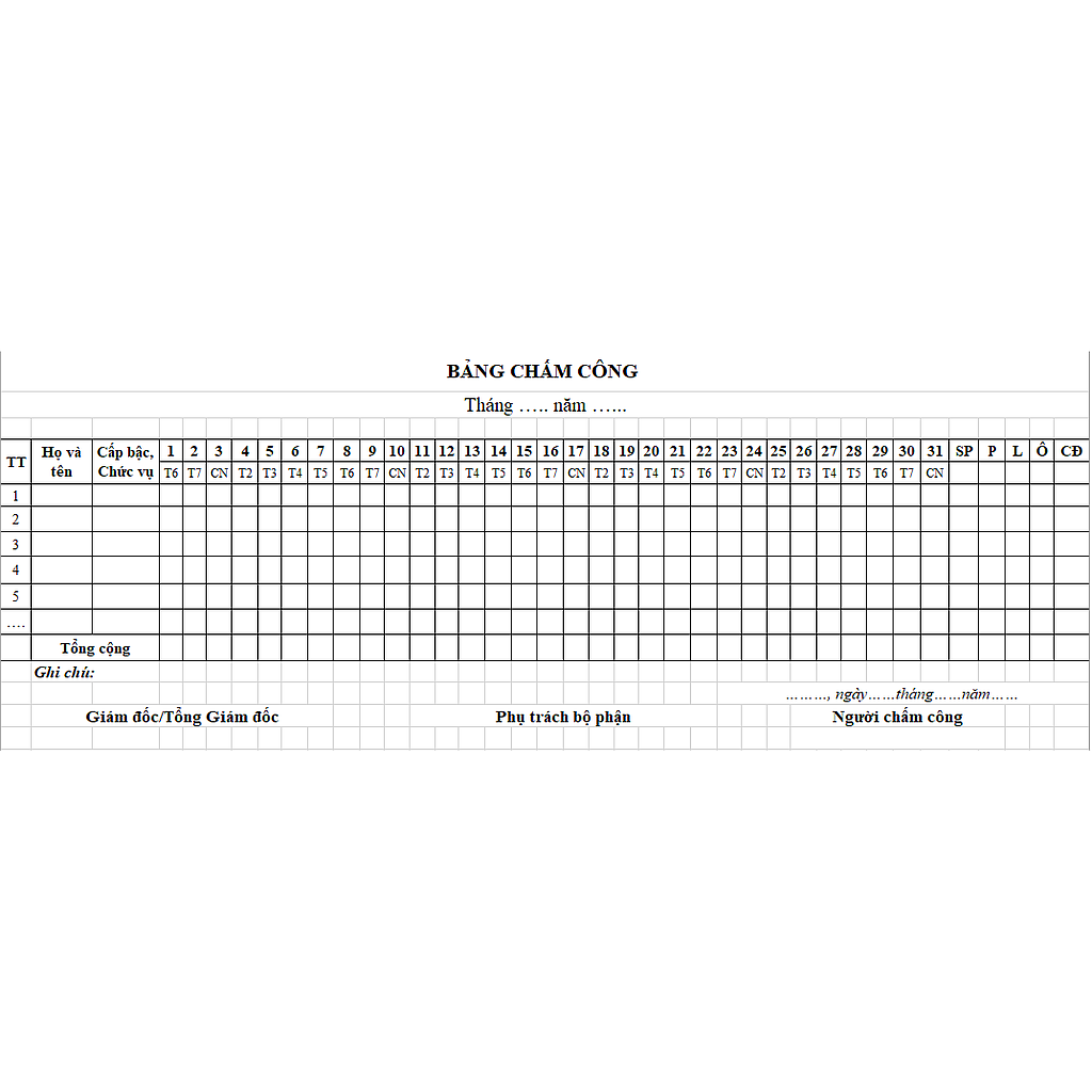 Bảng chấm công