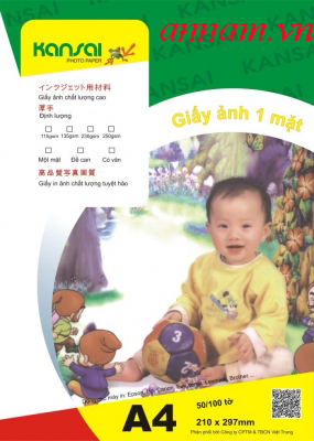 Giấy in ảnh A4 Kansai 1 mặt ĐL 230gsm