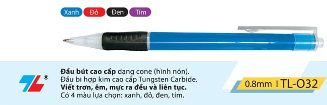Bút bi Thiên Long 032 xanh (ngòi 0.8mm)