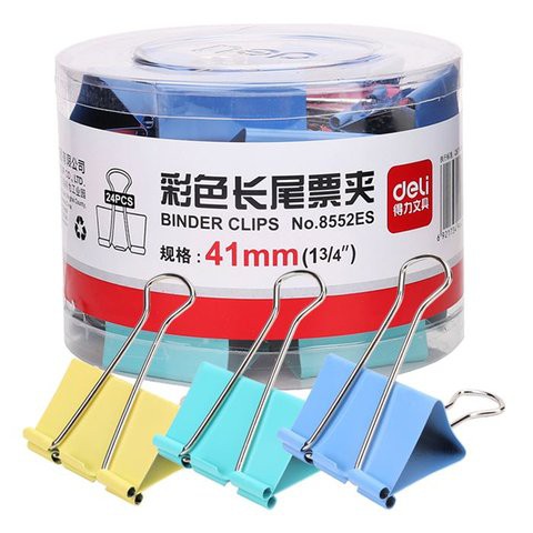 Kẹp bướm màu 41mm Deli (24 chiếc/hộp)